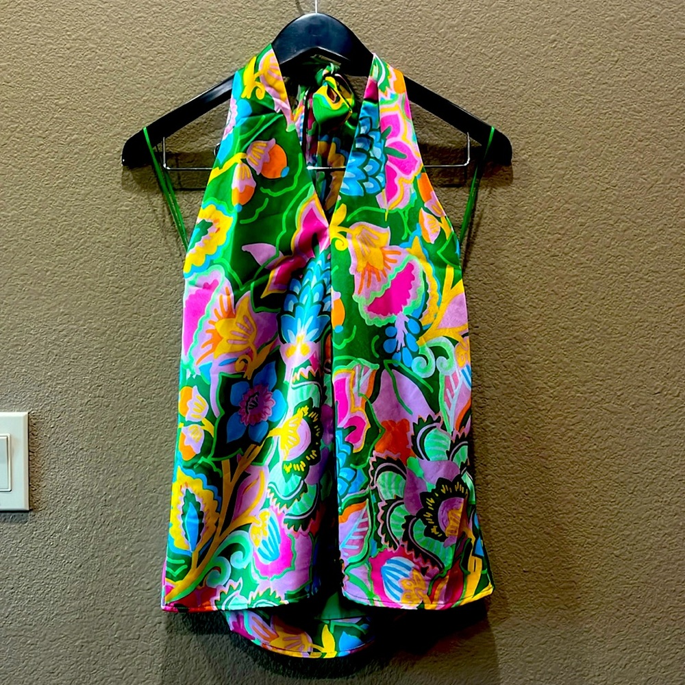 NWT bright floral print halter top.